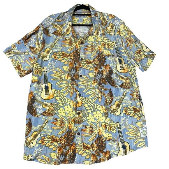 Margaritaville Floral Guitar Hawaiian Jimmy Buffet Button Up Shirt - Sz XXL - Picture 1 of 15